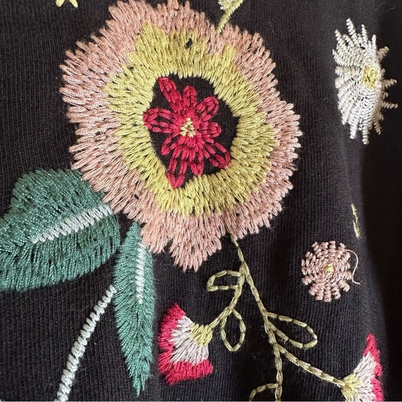 Johnny Was Martine Cotton Embroidered 3/4 Sleeve Cropped Boho Sweatshirt Size XS - Picture 6 of 16